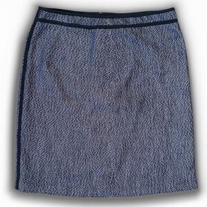 Anne Klein Black Navy Blue Tweed Pencil Skirt Work Skirt Mini 10